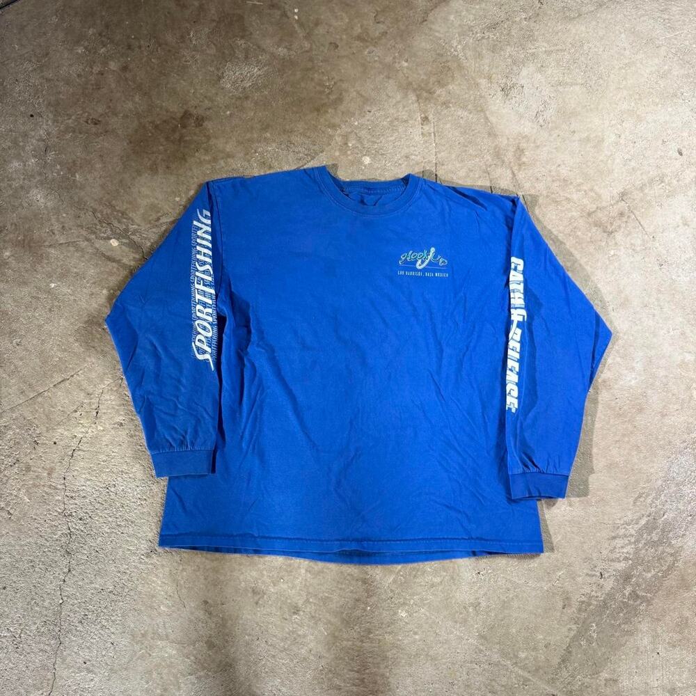 Y2K Blue Sport Fishing Graphic Longsleeve Shirt